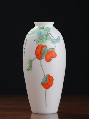 Ceramic hand-painted persimmon vase ornaments home living room office decorations