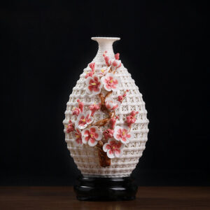Ceramic flower handmade plum blossom porcelain vase decoration home living room antique TV cabinet decoration